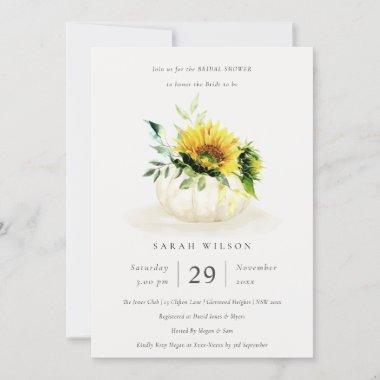 Sunflower Pumpkin Floral Bridal Shower Invite