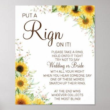 Sunflower Put a Ring bridal shower game sign