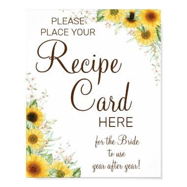 Sunflower Recipe Invitations bridal shower game sign