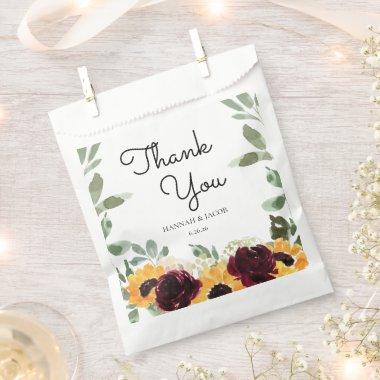 Sunflower Roses Greenery Wedding Event Thank You Favor Bag