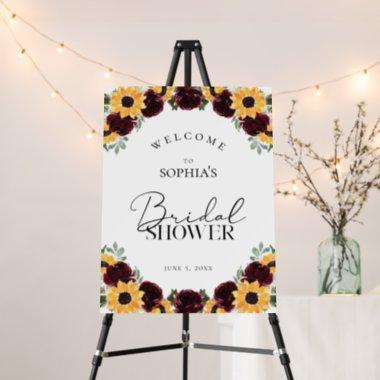 Sunflower Roses Rustic Bridal Shower Welcome Sign