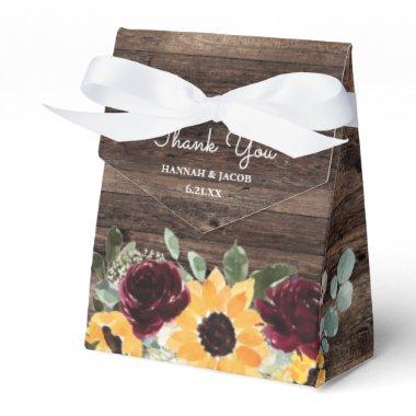 Sunflower Roses Rustic Wood Wedding Favor Boxes