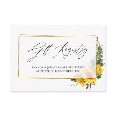 Sunflower Rustic Bridal Shower Gift Registry Enclosure Invitations