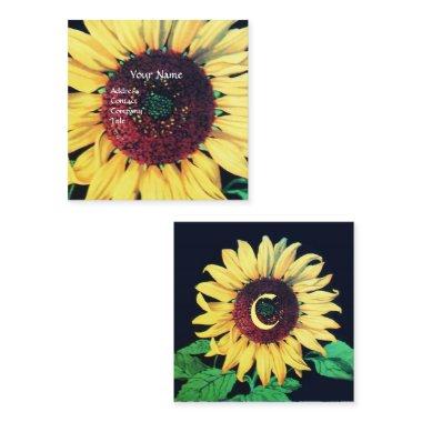 SUNFLOWER RUSTIC FLORAL MONOGRAM Square Square Business Invitations