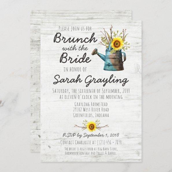 Sunflower & Rustic Wood Bridal Brunch Invitations