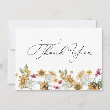 Sunflower Thank You Note Invitations