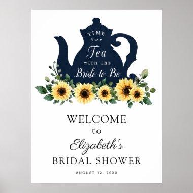 Sunflower Time for Tea Bridal Shower Welcome Sign