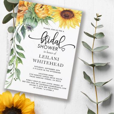 Sunflower Watercolor Bridal Shower Invitations