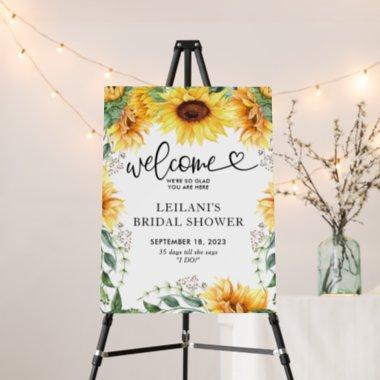 Sunflower Watercolor Bridal Shower Welcome Foam Board