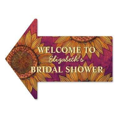 Sunflower Watercolor Burgundy Boho Bridal Shower S Sign