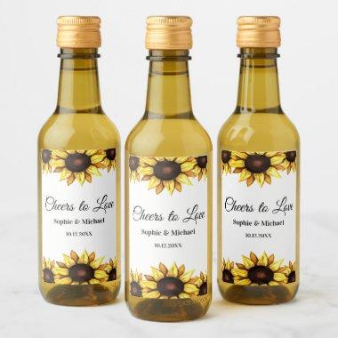 Sunflower Wedding Cheers Floral  Wine Label