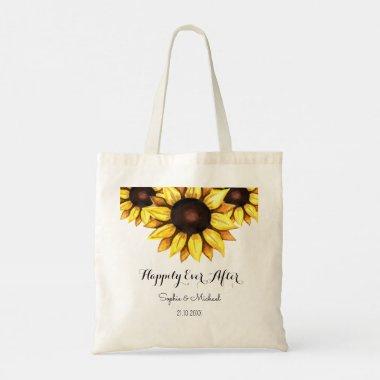 Sunflower Wedding Happily Ever After Floral Tote Bag