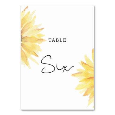 Sunflower wedding Six table number