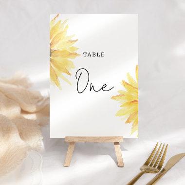 Sunflower wedding table number