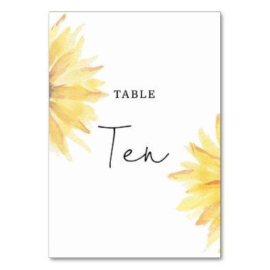 Sunflower wedding Ten table number