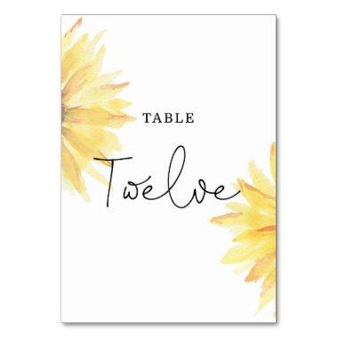 Sunflower wedding Twelve table number