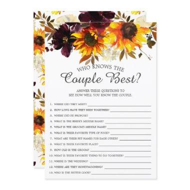 Sunflower Who Knows the Couple Best Bridal Game Invitations