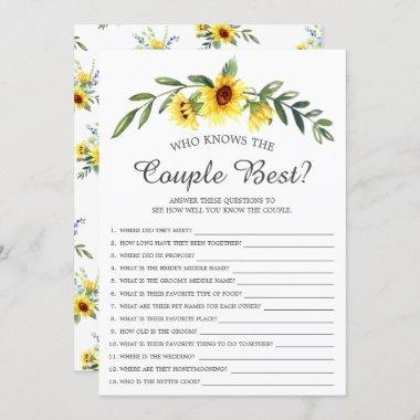Sunflower Who Knows the Couple Best Game Invitations