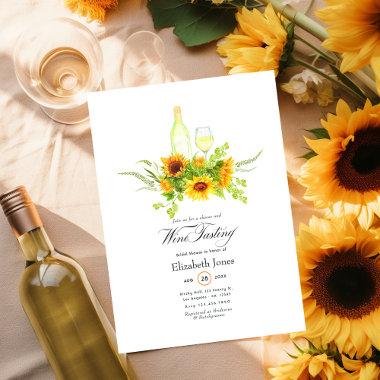 Sunflower Wine Tasting Bridal Shower Invitations