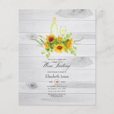 Sunflower Wine Tasting Bridal Shower Invitations Flyer