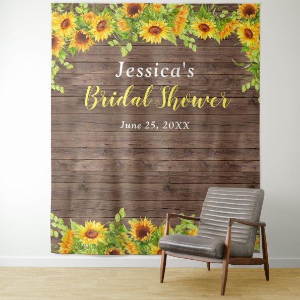 Sunflower Wood Bridal Shower Photo Booth Backdrop