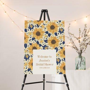 Sunflower Yellow Blue Bridal Shower Custom Welcome Foam Board