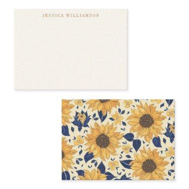 Sunflower Yellow Blue Gift Enclosure Custom Name Note