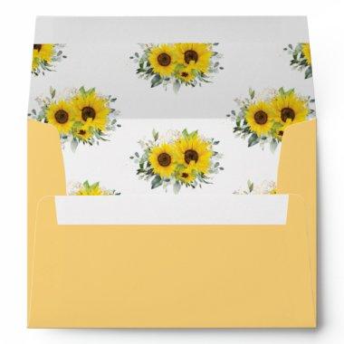 Sunflower Yellow Floral Invitations Wedding A7 Envelope