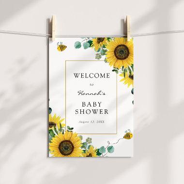 Sunflowers and Bees Baby Shower Welcome Sign