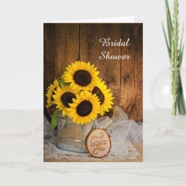 Sunflowers and Garden Watering Can Bridal Shower Invitations