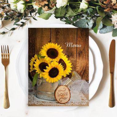 Sunflowers and Garden Watering Can Wedding Menu