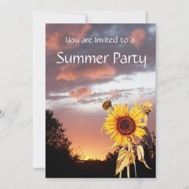 SUNFLOWERS AND SUMMER SUNSET RUSTIC WEDDING PARTY Invitations