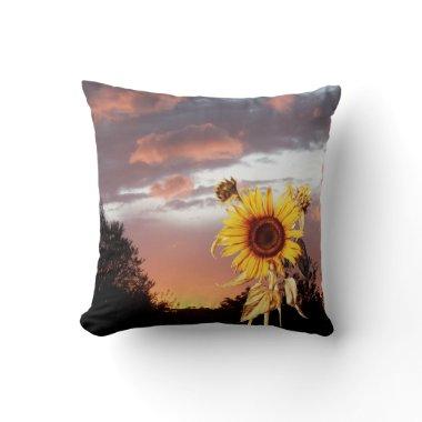 SUNFLOWERS AND SUMMER SUNSET THROW PILLOW