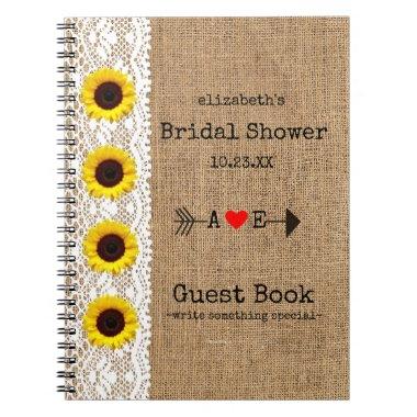 Sunflowers Arrow Burlap Lace Image  Notebook