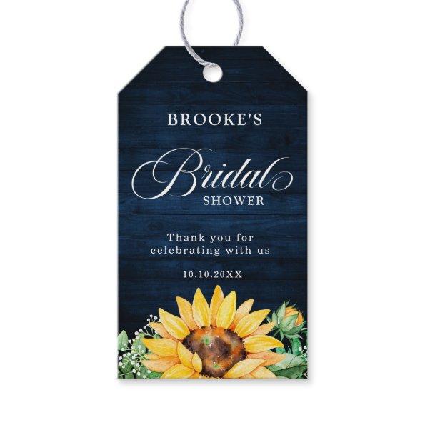 Sunflowers Baby's Breath Navy Blue Bridal Shower  Gift Tags