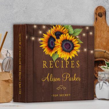 Sunflowers bouquet barn wood rustic recipes 3 ring binder