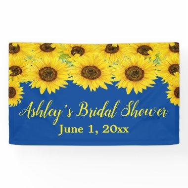 Sunflowers Bridal Shower Backdrop Blue Floral Prop Banner