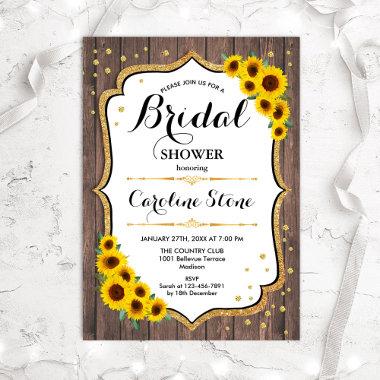 Sunflowers Bridal Shower - Rustic Wood Invitations