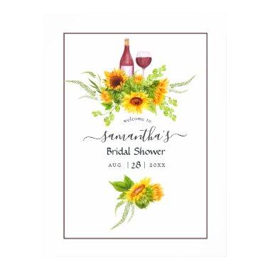 Sunflowers Bridal Shower Wine Tasting Welcome Poster