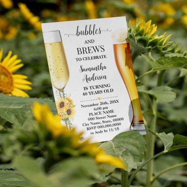 Sunflowers Bubbles and brews before I do wedding Invitations