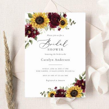 Sunflowers Burgundy Floral Rustic