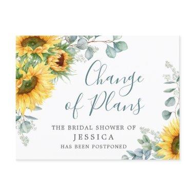 Sunflowers Change of Plans Bridal Shower Postponed PostInvitations