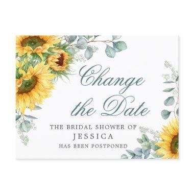 Sunflowers Change of Plans Bridal Shower Postponed PostInvitations