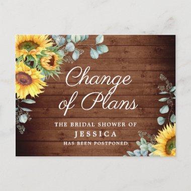 Sunflowers Change of Plans Bridal Shower Postponed PostInvitations