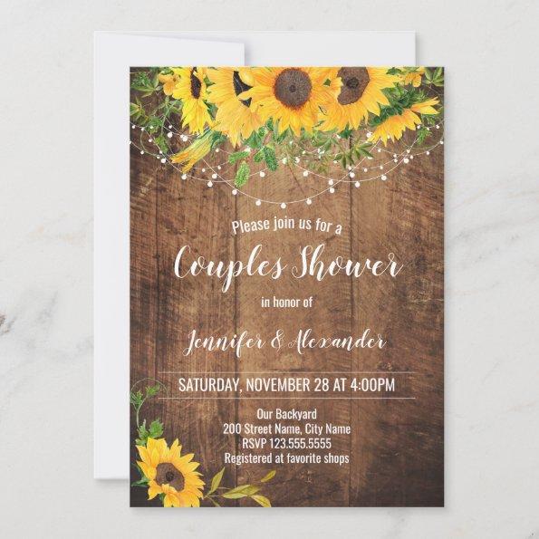 Sunflowers Couples Wedding Shower Invitations