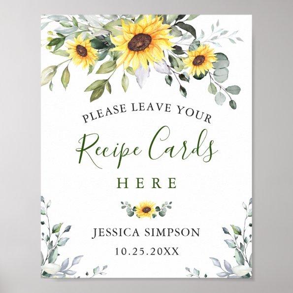 Sunflowers Eucalyptus Recipe Invitations Bridal Shower Poster
