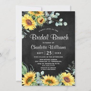 Sunflowers Eucalyptus Watercolor Bridal Brunch Invitations