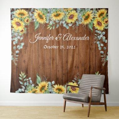 Sunflowers Eucalyptus Wedding Photo Booth Backdrop