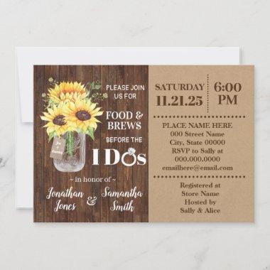 Sunflowers Food & Brews before I do Country Shower Invitations