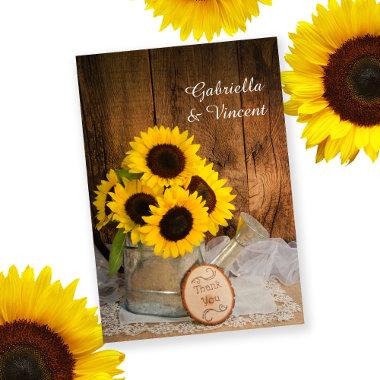 Sunflowers Garden Watering Can Wedding Thank You